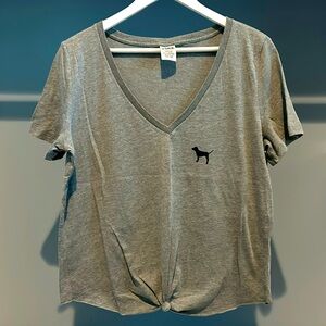 PINK Victoria’s Secret vneck shirt. Grey/black. Large